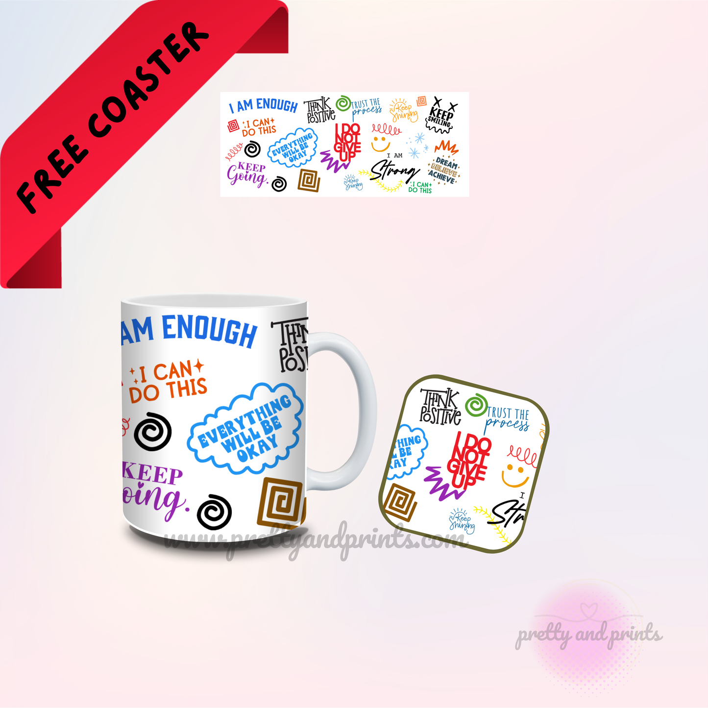 Caffeinated Confidence Set (Mug and Coaster)