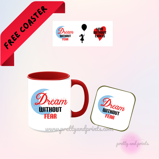 Dream and Love Set (Mug and Coaster) - Red