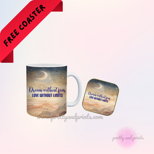 Dream and Love Set (Mug and Coaster) - Mocha