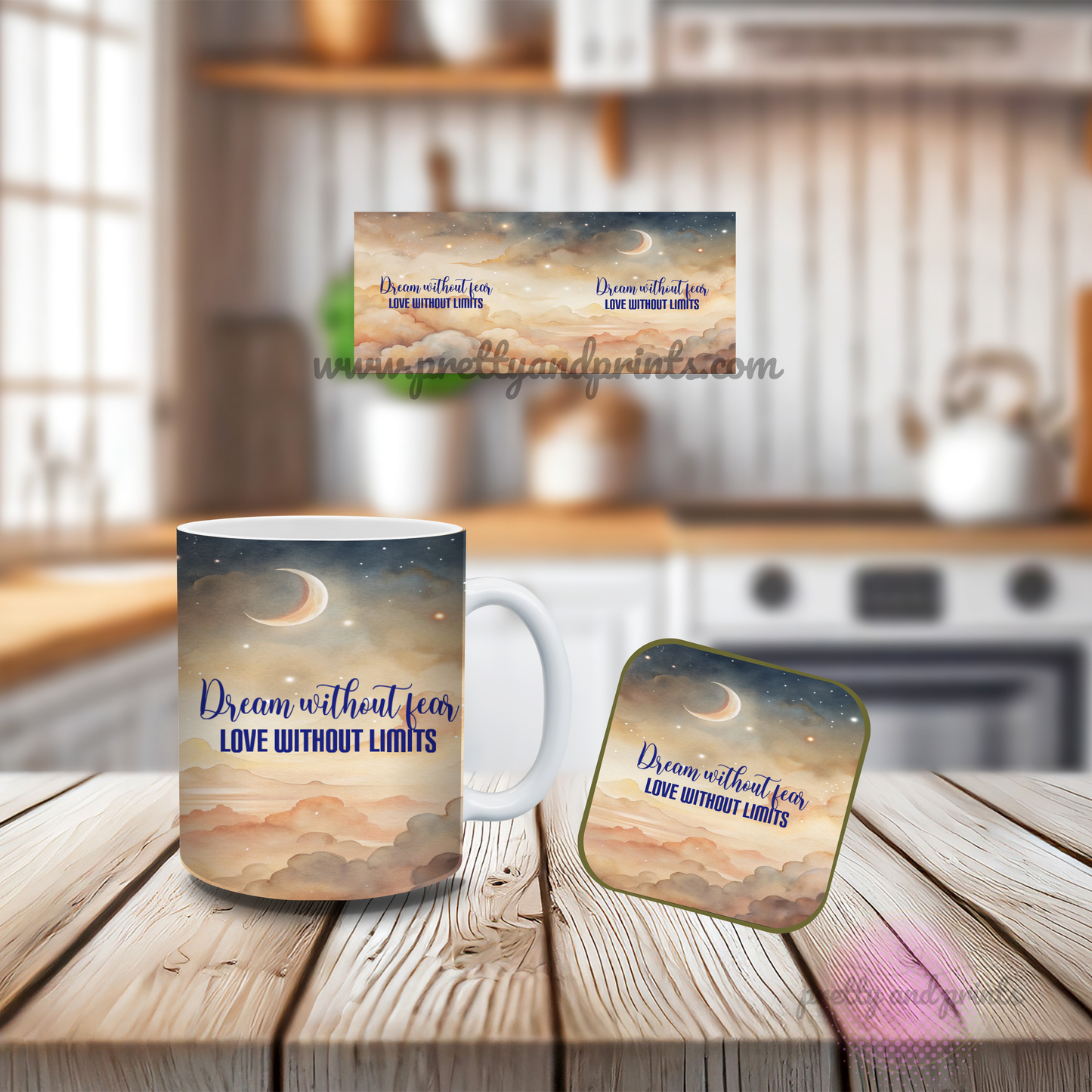Dream and Love Set (Mug and Coaster) - Mocha